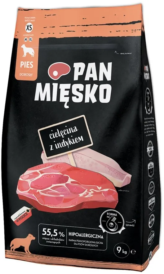PAN MIĘSKO Veal with turkey XS - dry dog food - 9kg