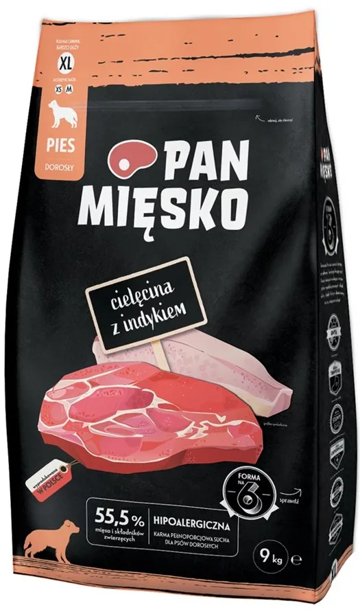 PAN MIĘSKO Veal with turkey XL - dry dog food - 9kg