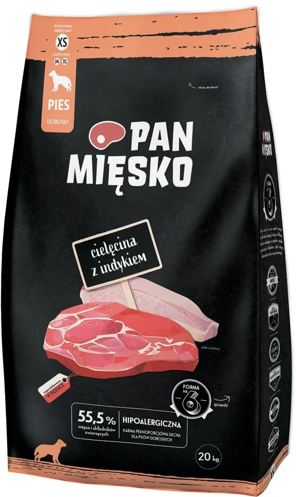 PAN MIĘSKO Veal with turkey XS - dry dog food - 20kg