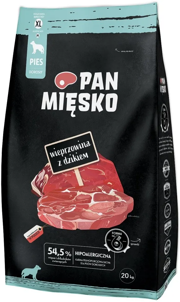 PAN MIĘSKO Pork with wild boar XL - dry dog food - 20kg