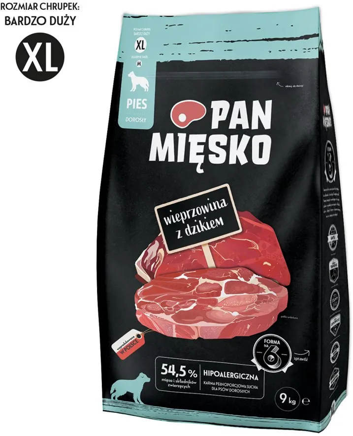 Mr. Pork meat with a wild boar XL - Dry dog ​​food - 9kg