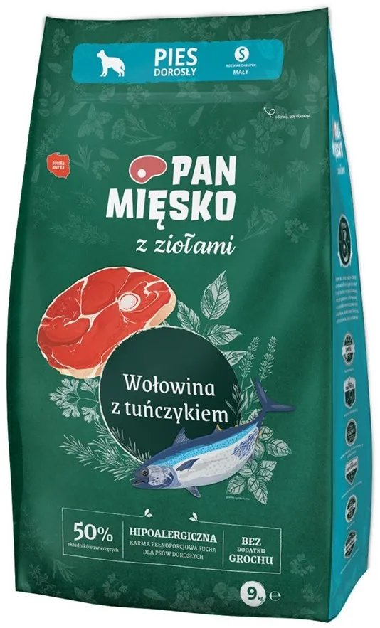 PAN MĘSKO with Herbs Beef with tuna S - dry dog food - 9kg