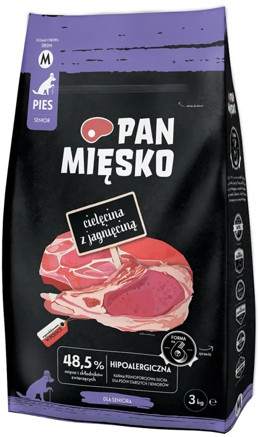 PAN MIĘSKO Veal with lamb M - dry dog food - 3kg