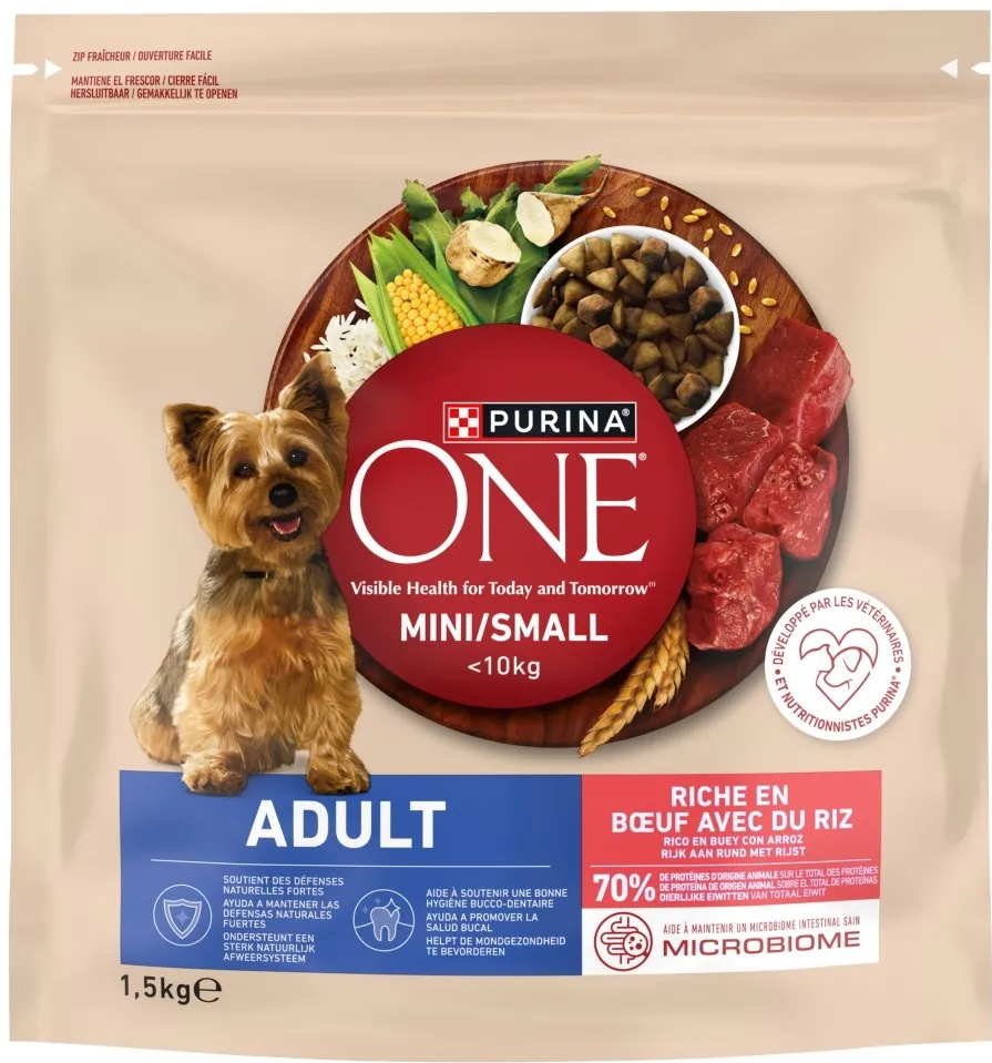 PURINA One Sensitive Mini/Small Rich in beef with rice - dry dog food - 1,5kg