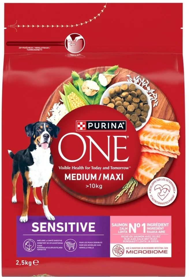 PURINA One Adult Medium/Maxi Sensitive Rich in salmon with rice - dry dog food - 2,5kg
