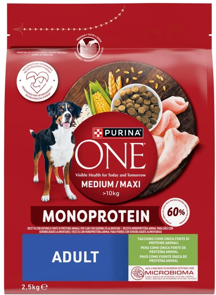 PURINA One Adult Medium/Maxi Monoprotein Rich in turkey - dry dog food - 2,5kg