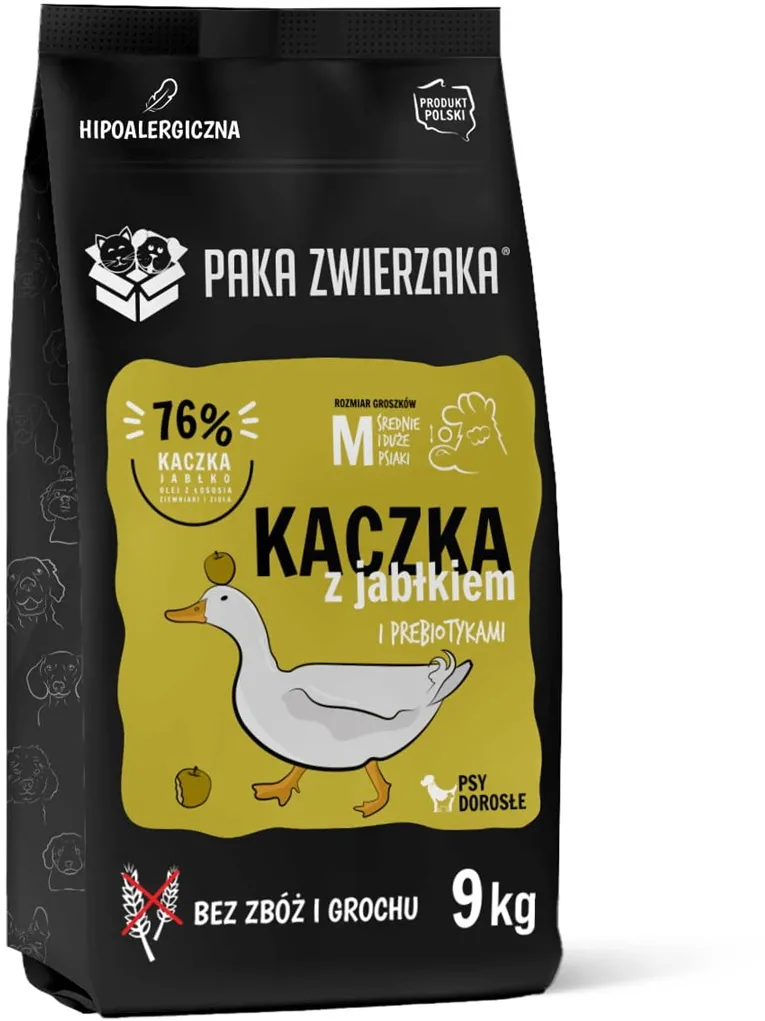 PAKA ZWIERZAKA Duck with apple M - dry dog food - 9kg