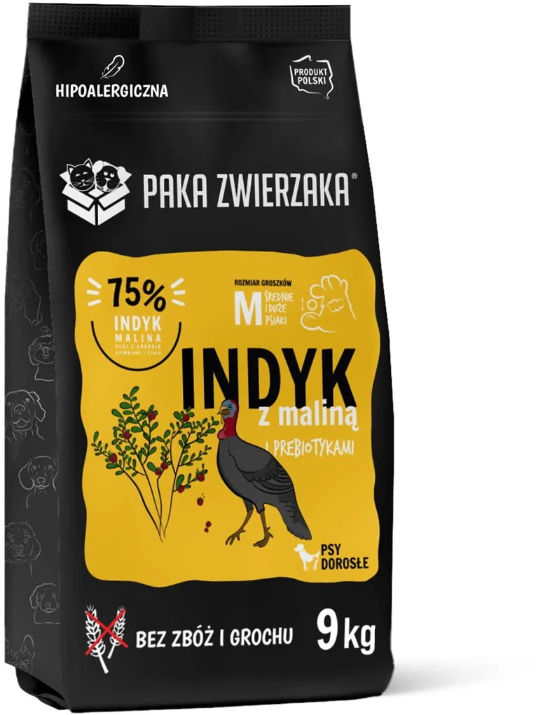 PAKA ZWIERZAKA Turkey with raspberry M - dry dog food - 9kg