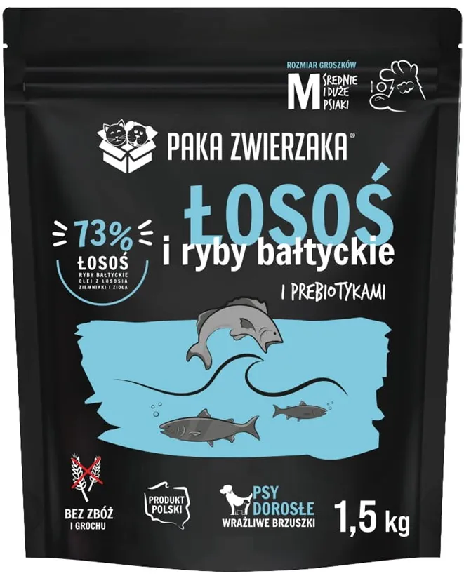 PAKA ZWIERZAKA Salmon with Baltic fish M - dry dog food - 1,5kg