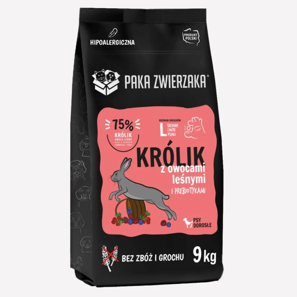 PAKA ZWIERZAKA Rabbit with forest fruits L – dry dog food – 9kg
