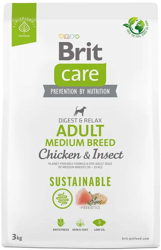 BRIT Care Dog Sustainable Adult Medium Breed Chicken & Insect - dry dog food - 3 kg