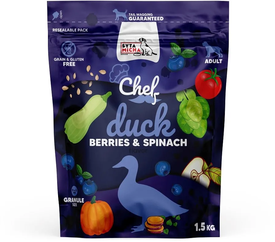 SYTA MICHA Chef Duck, berries and spinach - dry dog food - 1,5kg