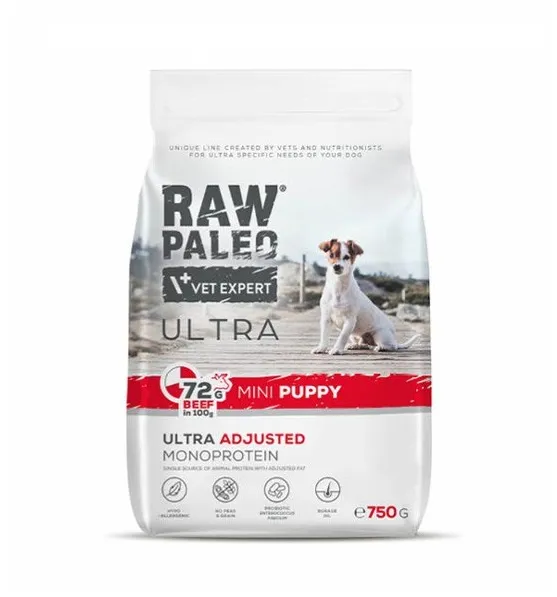 VETEXPERT Raw Paleo Ultra Mini Puppy Beef - dry food for puppies of small breeds - 750 g