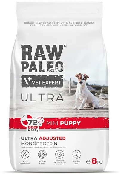 VETEXPERT Raw Paleo Ultra Mini Puppy Beef - dry food for puppies of small breeds - 8 kg