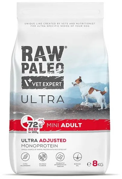 VETEXPERT Raw Paleo Ultra Mini Adult Beef - dry dog ​​food - 8 kg