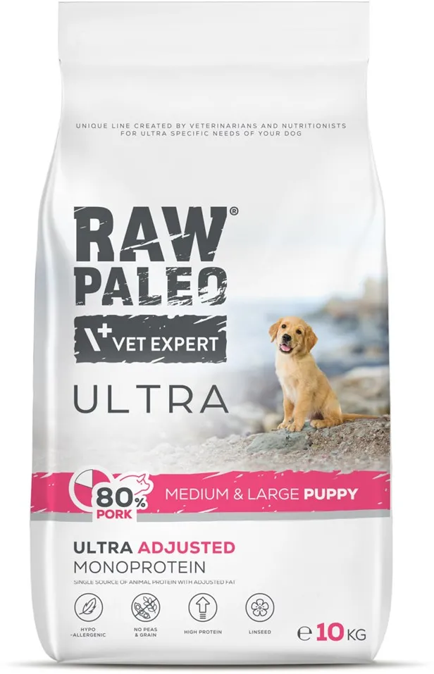 VETEXPERT Raw Paleo Ultra Pork Medium & Large Puppy - dry dog food - 10kg