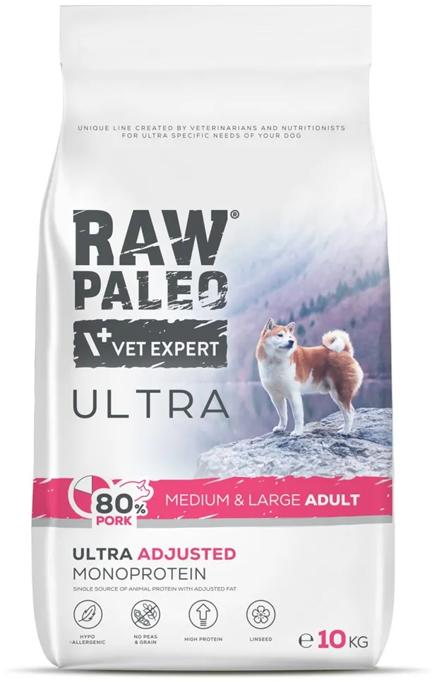 VETEXPERT Raw Paleo Ultra Pork Medium & Large Adult - dry dog food - 10kg
