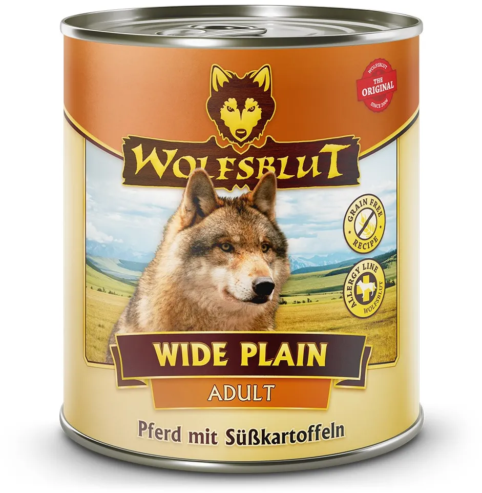 WOLFSBLUT Wide Plain Horse meat with sweet potatoes - wet dog food - 800g