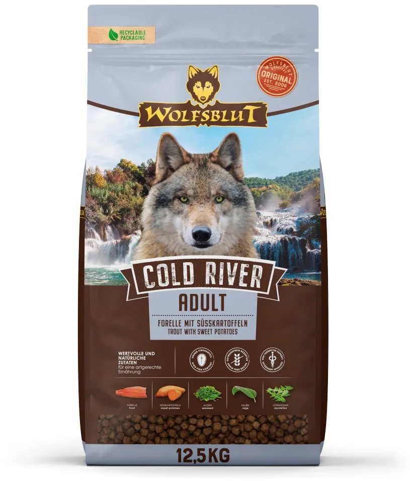 WOLFSBLUT Cold River Trout with sweet potatoes - dry dog food - 12,5kg