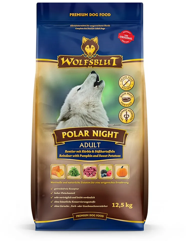 WOLFSBLUT Polar Night Reindeer with sweet potatoes - dry dog food - 12,5kg