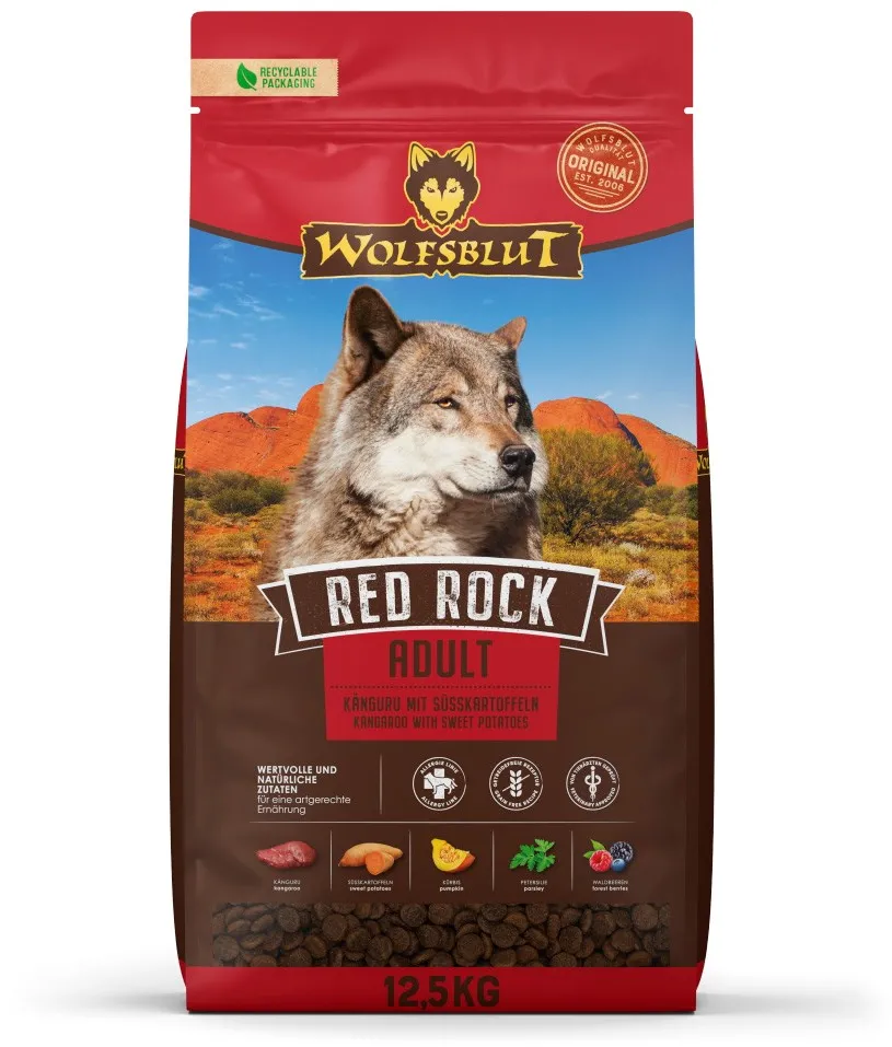 Hrana uscata pentru caini Wolfsblut Red Rock cangur cu cartofi dulci 12.5 kg