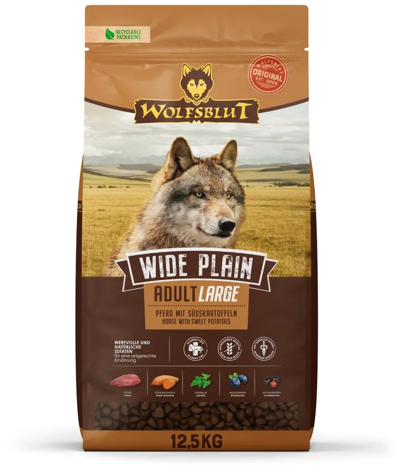 WOLFSBLUT Wide Plain Large Breed Horse with sweet potatoes - dry dog food - 12,5kg