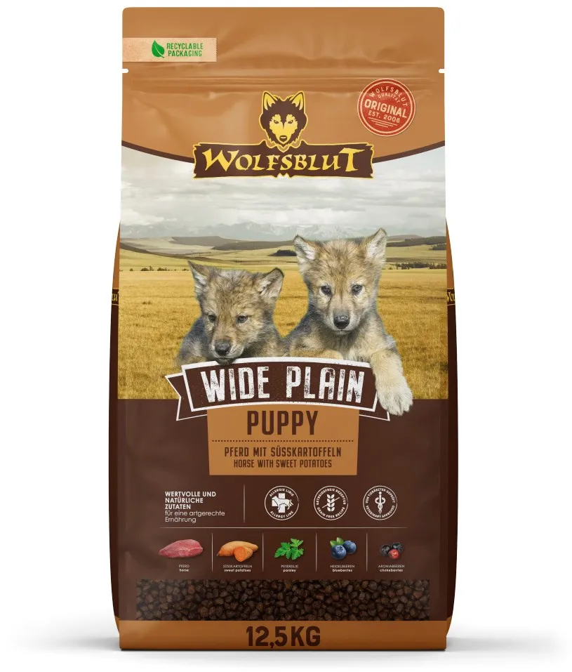 WOLFSBLUT Wide Plain Puppy Horse with sweet potatoes - dry dog food - 12,5kg