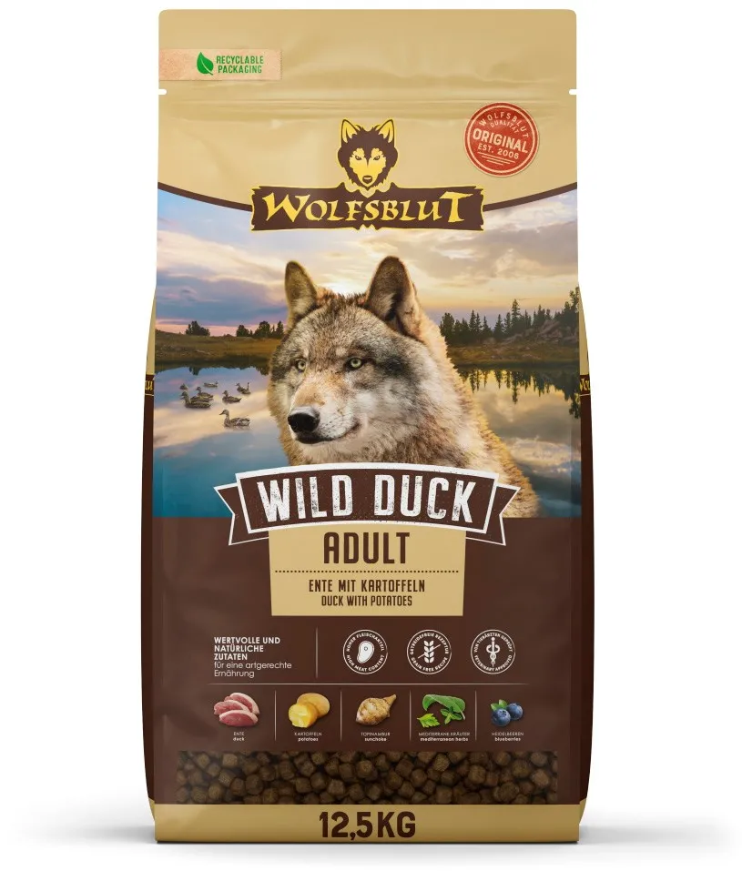 WOLFSBLUT Wild Duck Duck with potatoes - dry dog food - 12,5kg