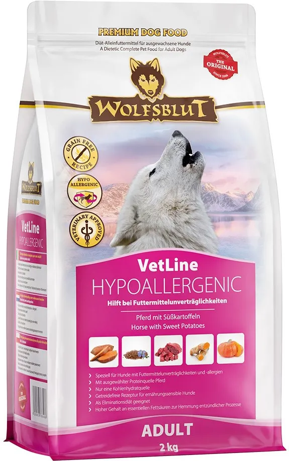 WOLFSBLUT VetLine Hypoallergenic Horse with sweet potatoes - dry dog food - 2kg