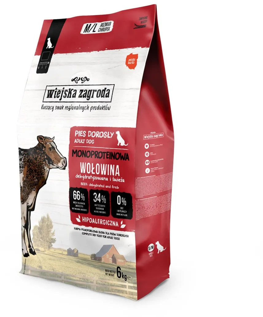 WIEJSKA ZAGRODA Monoprotein Beef - dry dog food - 6kg