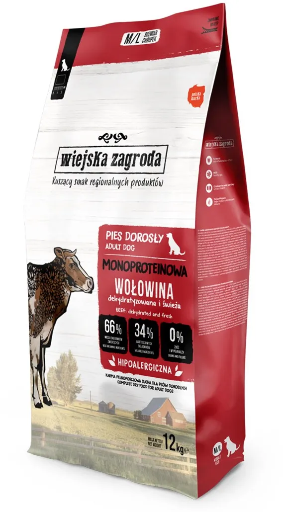 WIEJSKA ZAGRODA Monoprotein Beef - dry dog food - 12kg