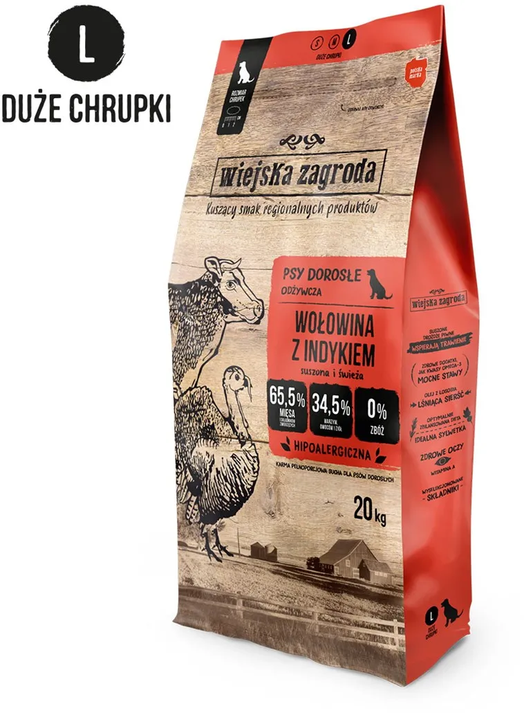 Rural Farm Beef with turkey L - dry dog ​​food - 20kg
