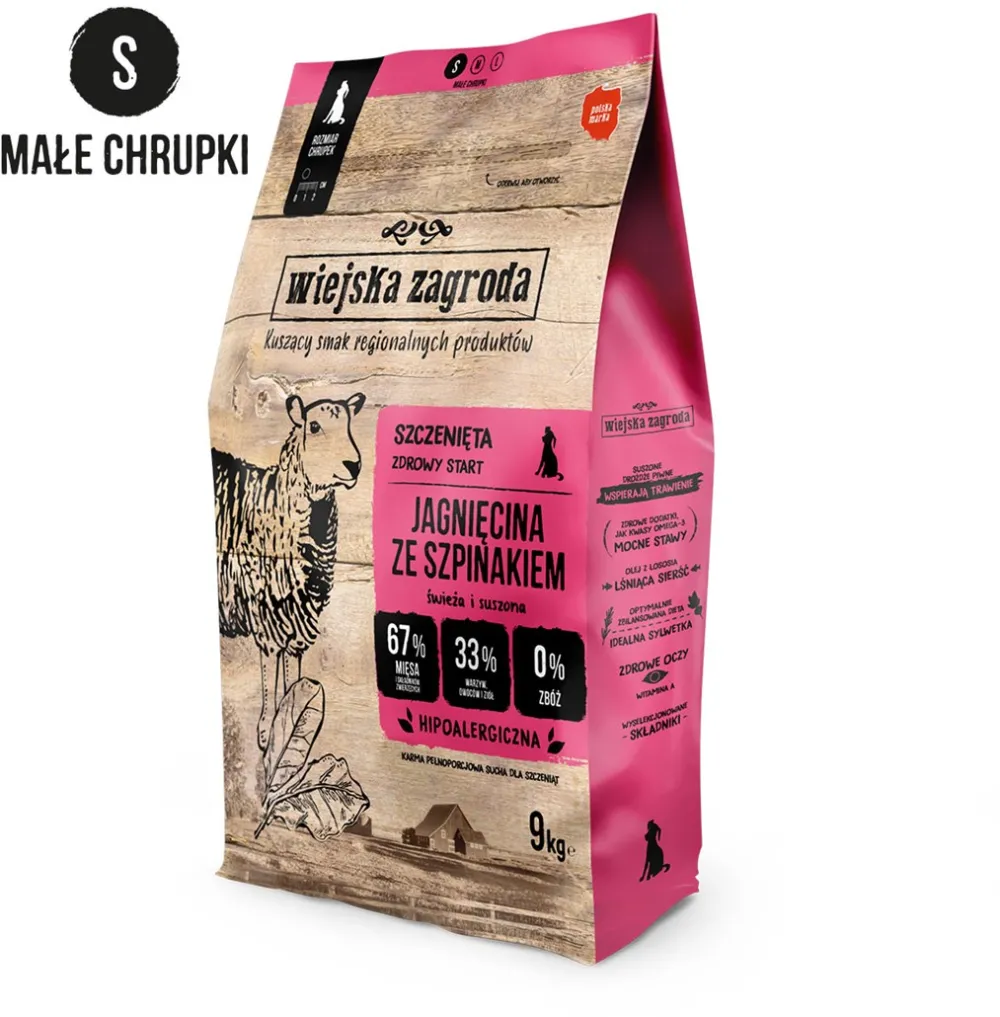 Rural Farm Lamb with spinach S - dry food for puppies - 9kg