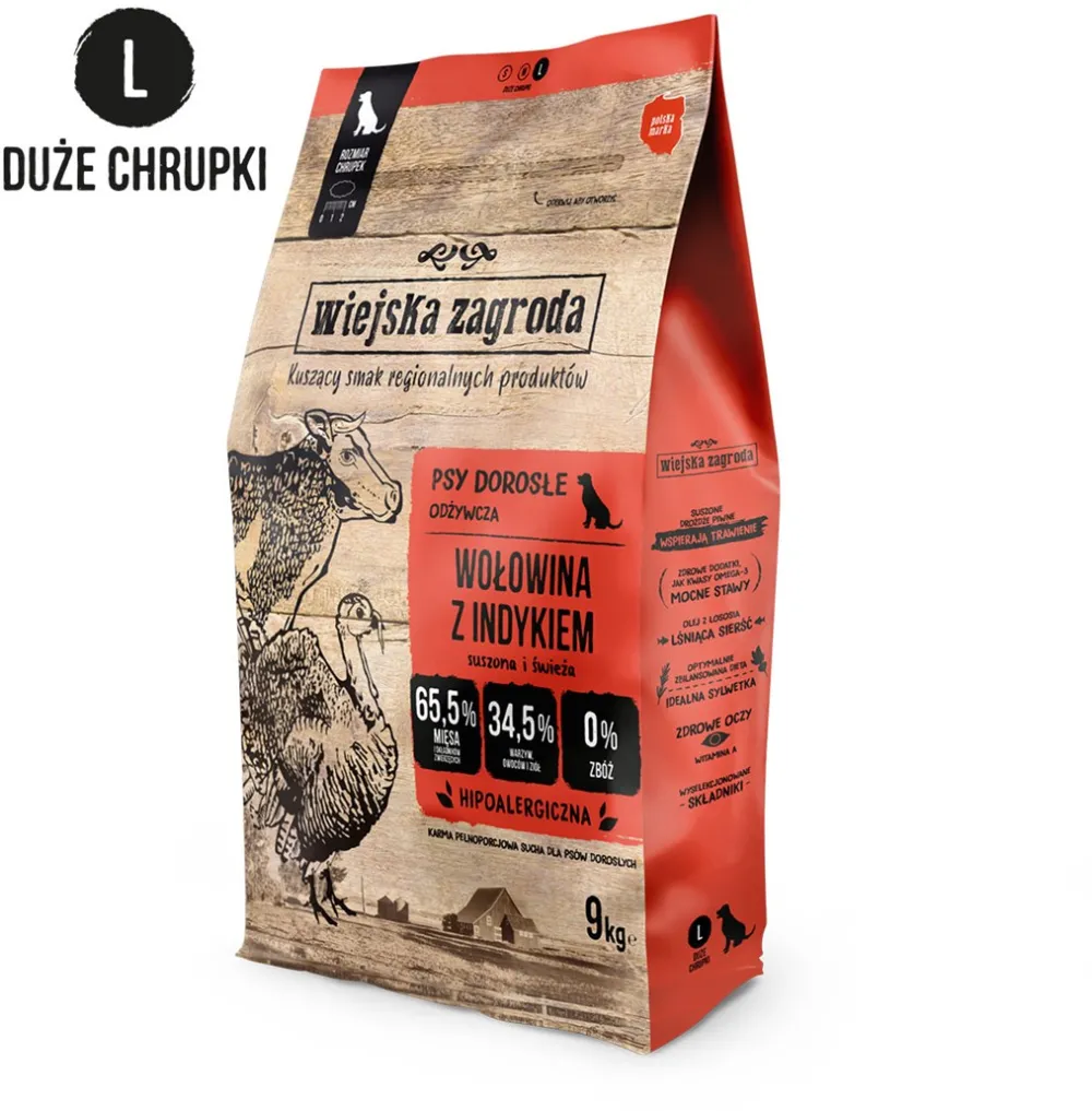 Rural Farm Beef with turkey L - dry dog ​​food - 9kg
