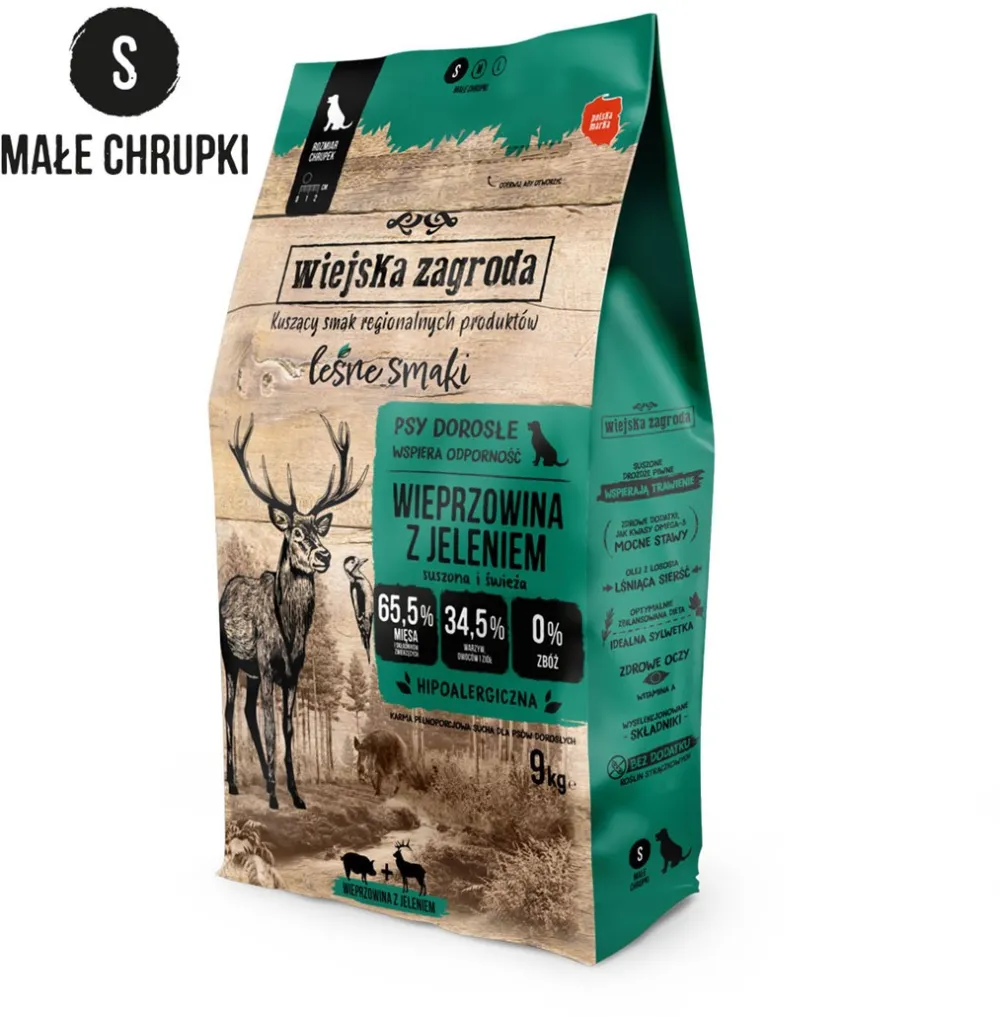 WIEJSKA ZAGRODA Forest Flavors Pork with Venison Crunchy S - dry food for dogs - 9kg