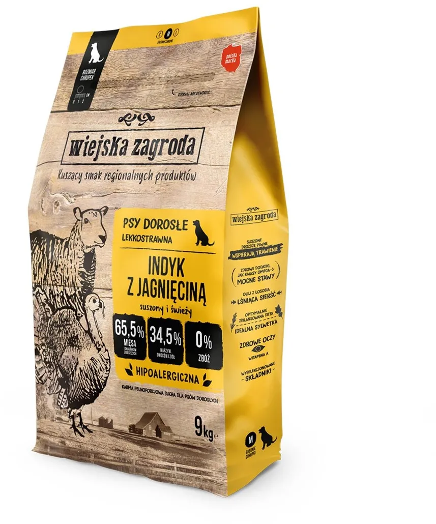 WIEJSKA ZAGRODA Turkey with lamb M - dry dog food - 9kg