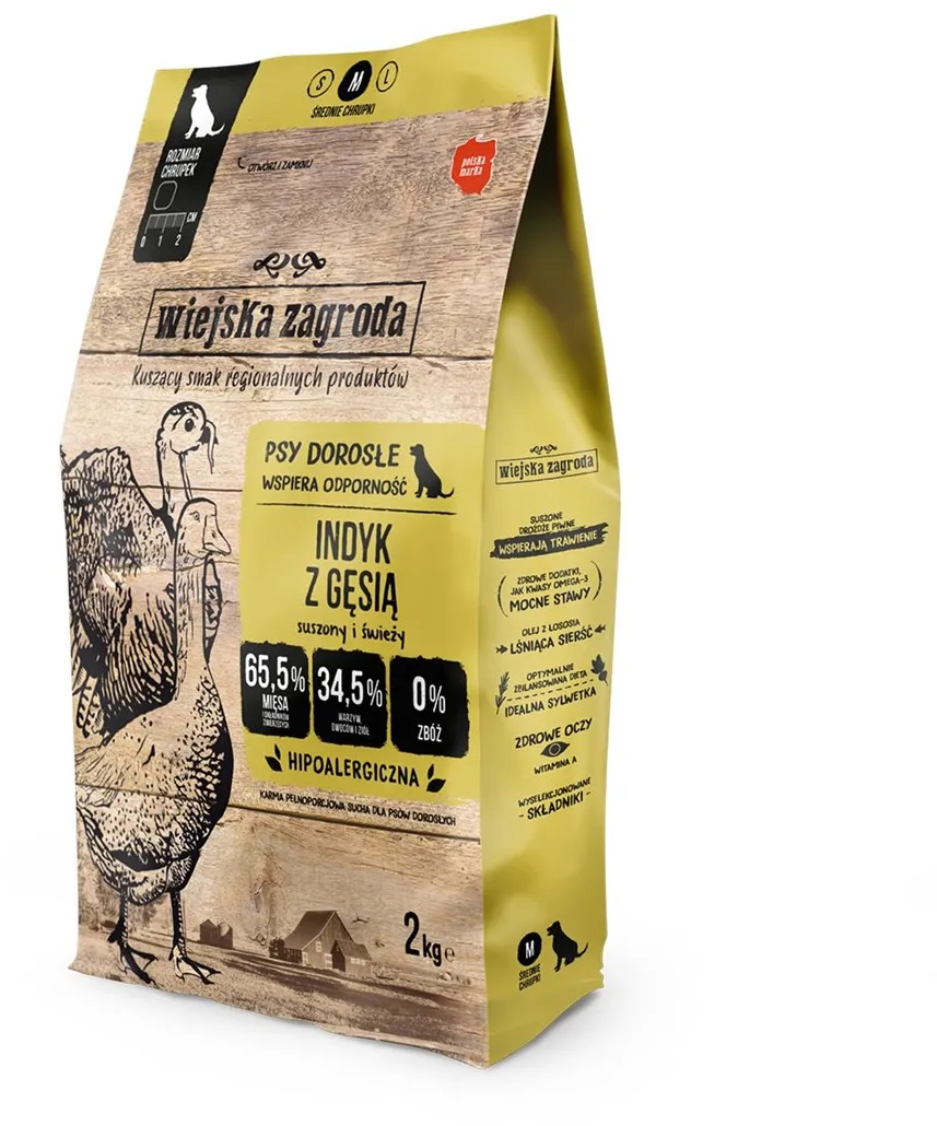 WIEJSKA ZAGRODA Turkey with goose M - dry dog food - 2kg