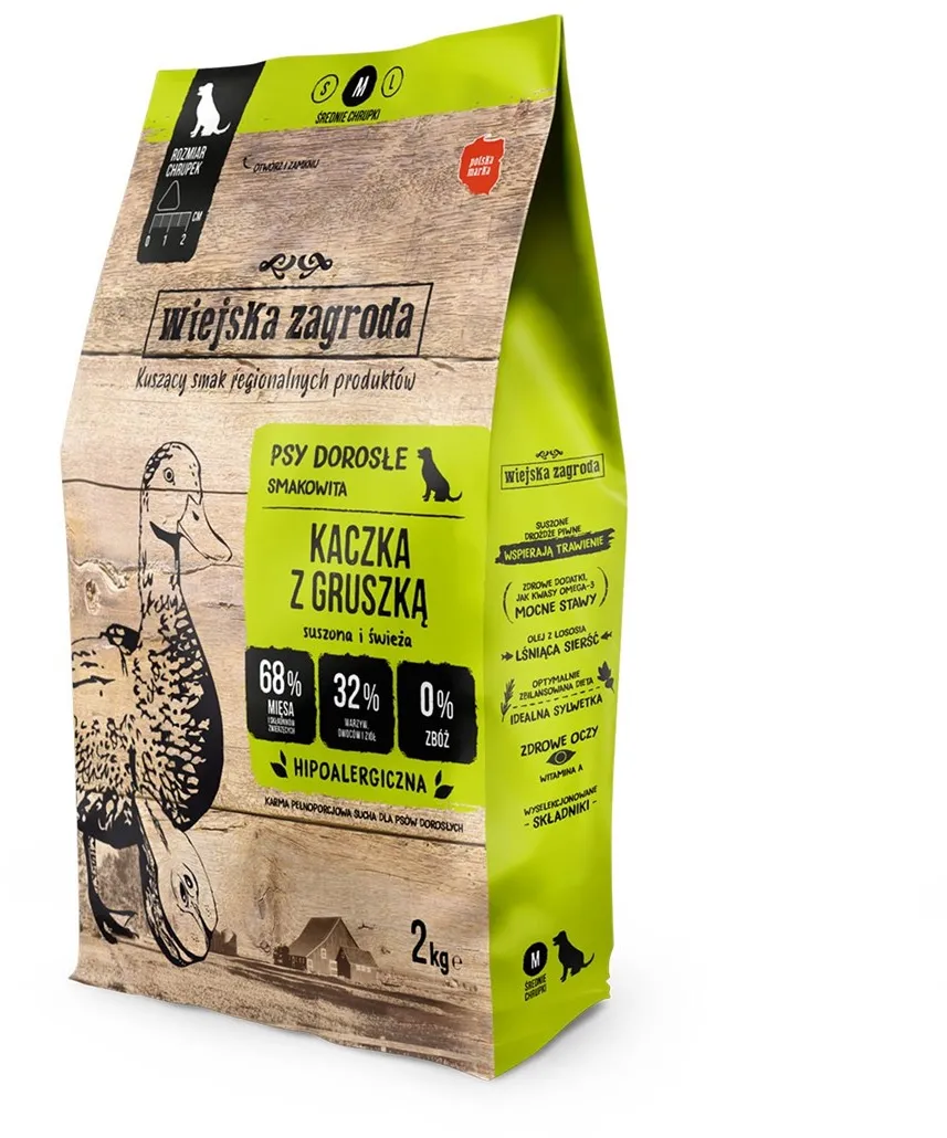 WIEJSKA ZAGRODA Duck with pear M - dry dog food - 2kg