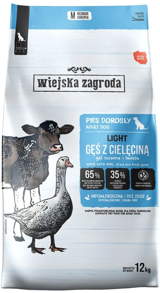 WIEJSKA ZAGRODA Light Goose with veal - dry dog food - 12kg