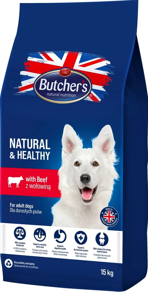 BUTCHER'S Natural&Healthy with beef - dry dog food - 15 kg