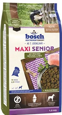 Bosch Hundefutter Maxi Senior Geflügel, 1er Pack (1 x 12.5 kg) Poultry, Rice