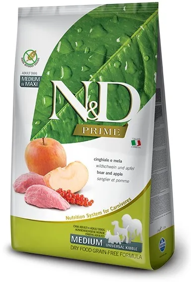 FARMINA N&D PRIME DOG WILD BOAR AND APPLE ADULT MEDIUM & MAXI  12 kg