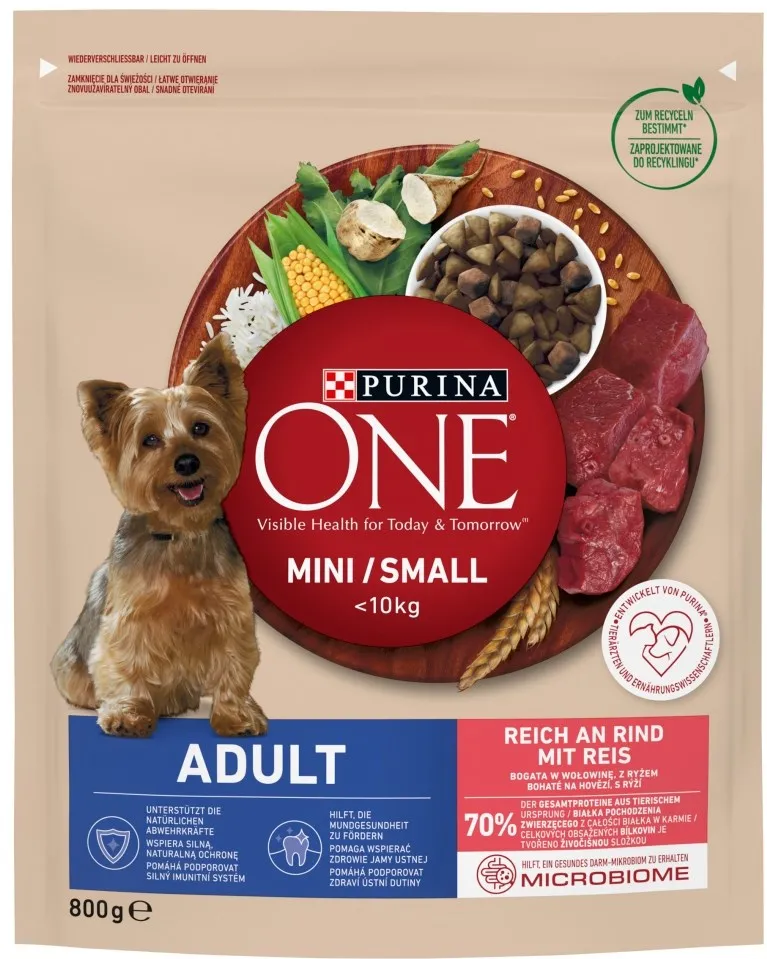 PURINA One Mini Adult Beef, Rice - Dry Dog Food - 800 g