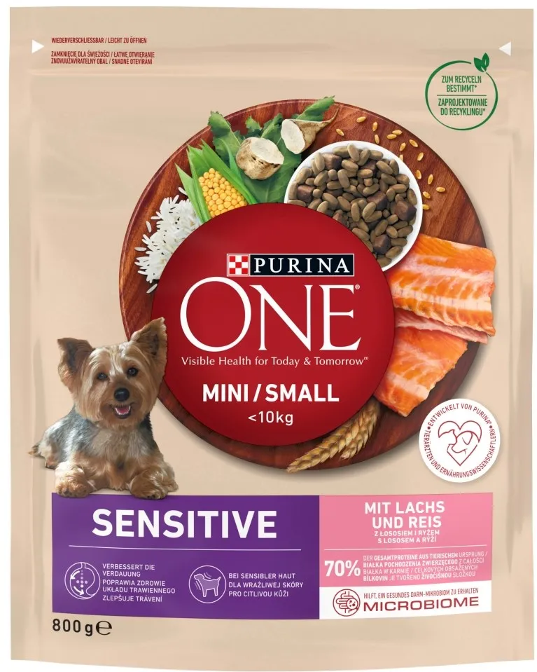 PURINA One Mini/Small Sensitive Salmon, rice - dry dog food - 800 g