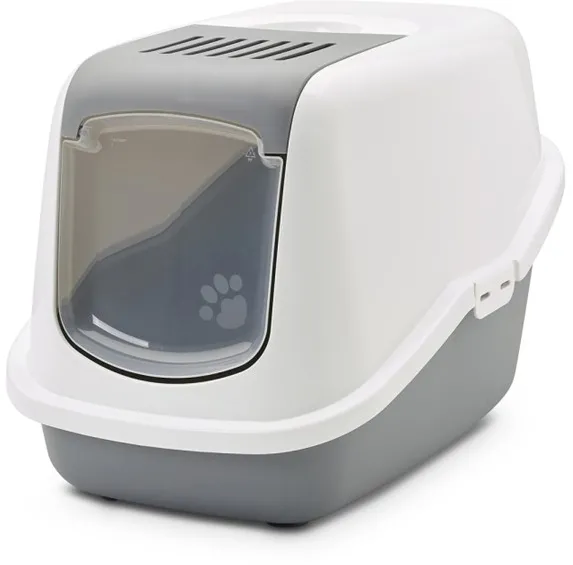 SAVIC Nestor White-Grey - Covered Cat Litter Box - 56x39x38.5 cm - 1 pc