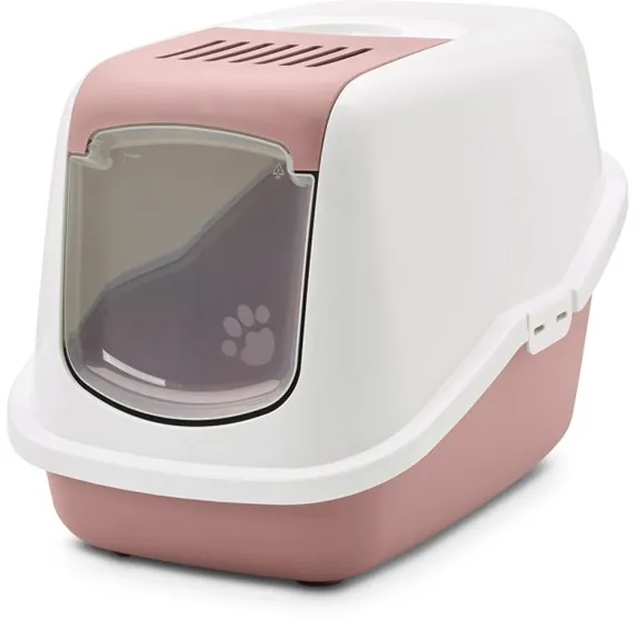 SAVIC Nestor White-Pink - Covered Cat Litter Box - 56x39x38.5 cm - 1 pc