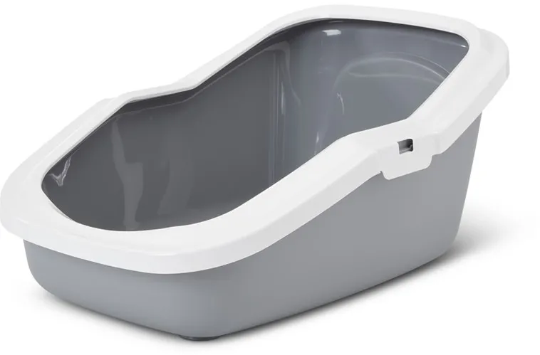 SAVIC ASEO Grey with White Rim - Open Cat Litter Tray - 56x39x27.5 cm - 1 pc.