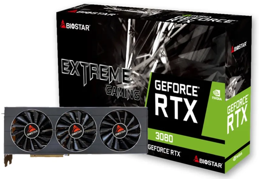 BIOSTAR GeForce RTX 3080 10GB graphics card (VN3816RMT3)