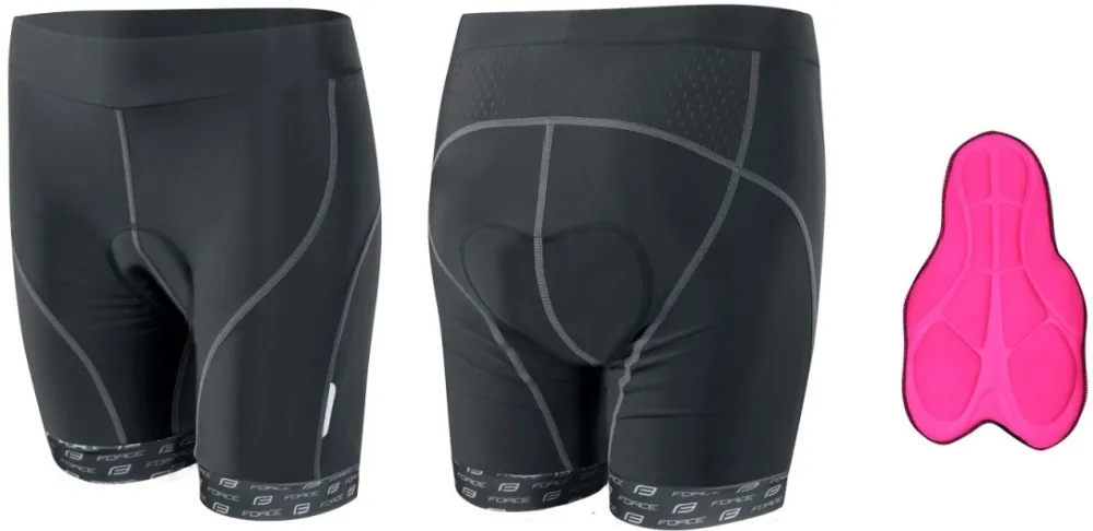 Force - pantaloni ciclism scurti - Lady 1 - negru/roz - XXL