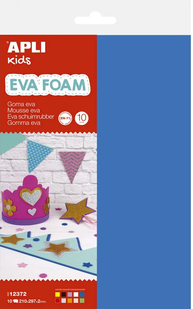 Spuma eva Apli, 300 x 200 mm, 10 culori/set